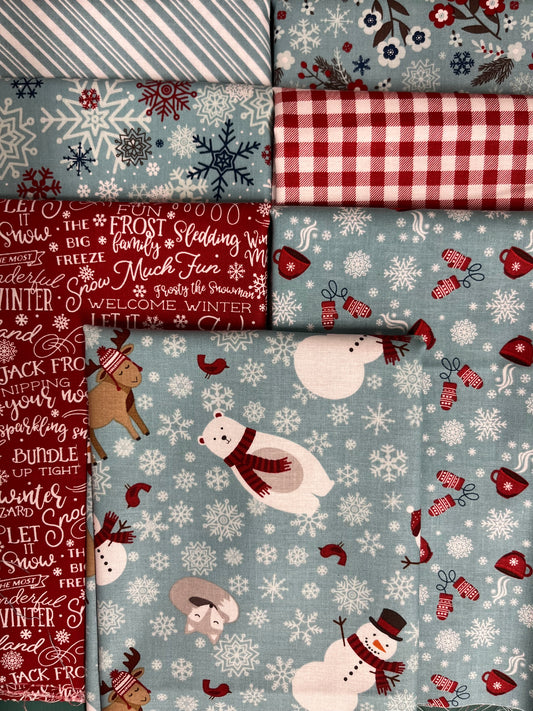 A PERFECT WINTER Red 7 Fat Quarters