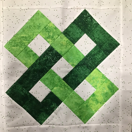 BLOCK OF THE MONTH - GOOD LUCK PILLOW - Greens 18"x18"