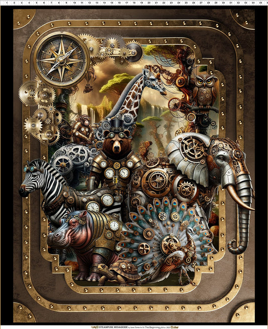 STEAMPUNK MENAGERIE Large 35" x 42" Panel multi