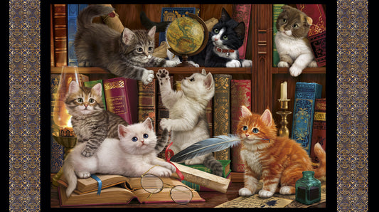 LITERARY KITTIES 43"X24" Panel