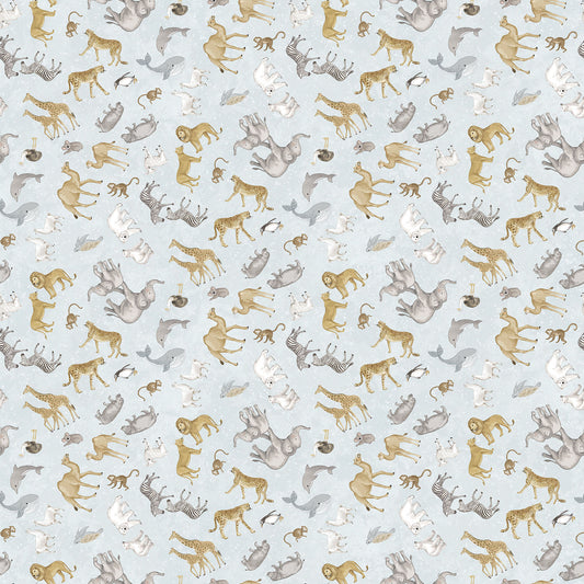 TWO BY TWO Sm Animal Toss pale blue multi