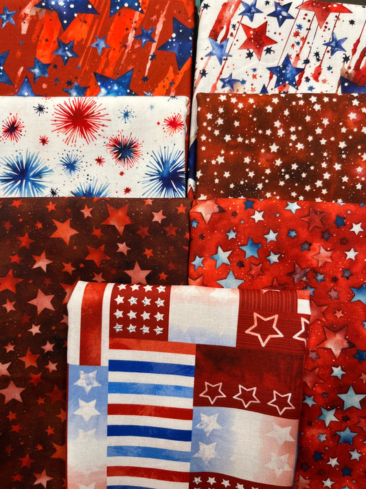 STARS AND STRIPES Red 7 Fat Quarters