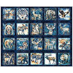 MOUNTAIN SPLENDOR Lodge Animal Picture Patches dark navy 35"x43" Panel