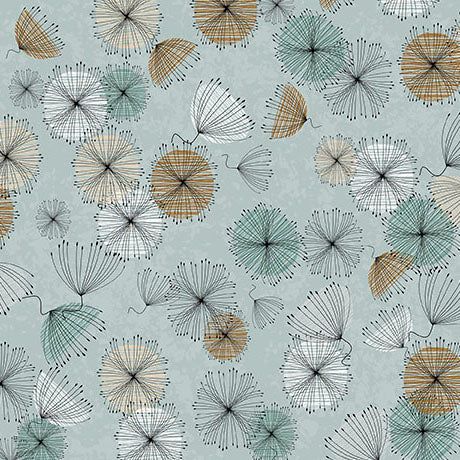WISPS ON THE WIND Small Contempo Flowers dusty aqua