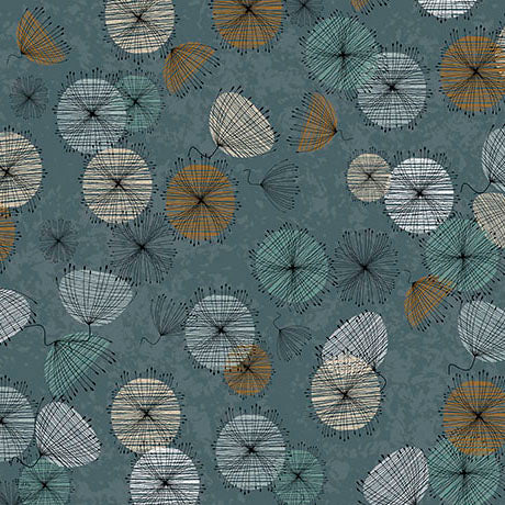 WISPS ON THE WIND Small Contempo Flowers dusty teal
