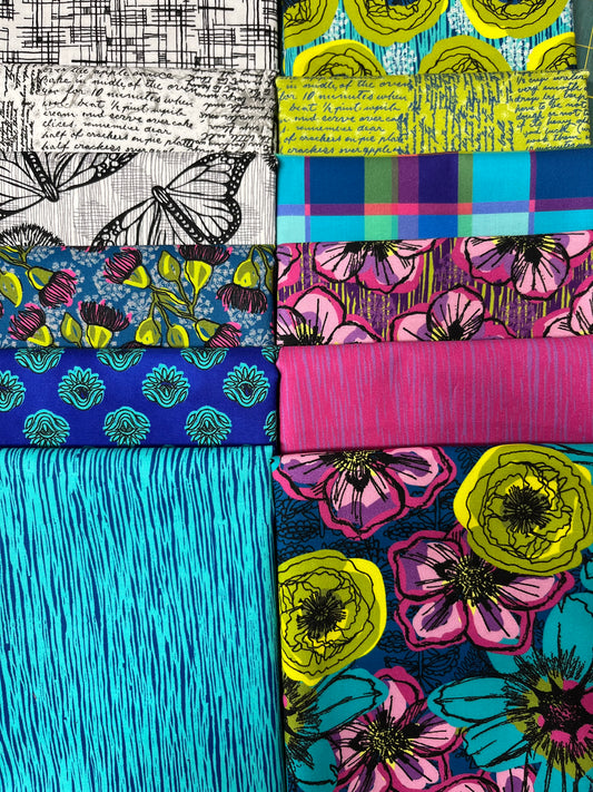 WINDING ROADS Turquiose 12 Fat Quarters