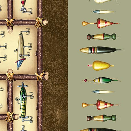 THE LURE OF FISHING Fishing Border Stripe sage/brown