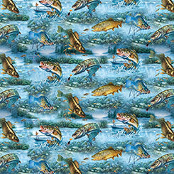THE LURE OF FISHING Fish & Lake Scenic blue