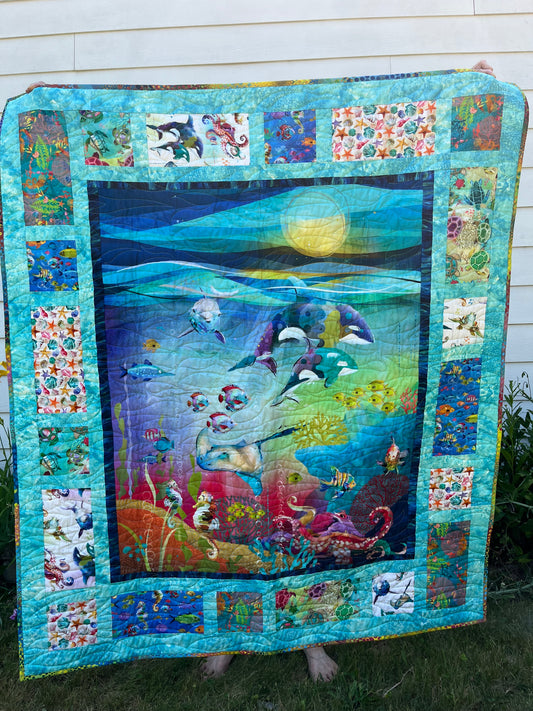 QUILT Fish & Chips Shining Sea with Pillowcase