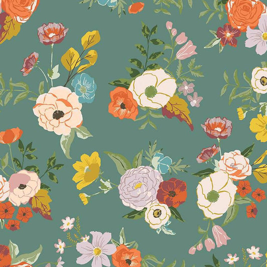 WINGED MELODY Main teal -1 yd cuts