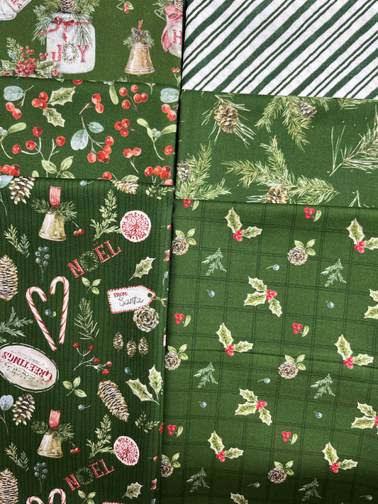 HOLIDAY SPIRIT Green 6 Fat Quarters