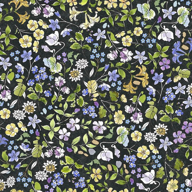 DRAWN TO BIRDS Floral black