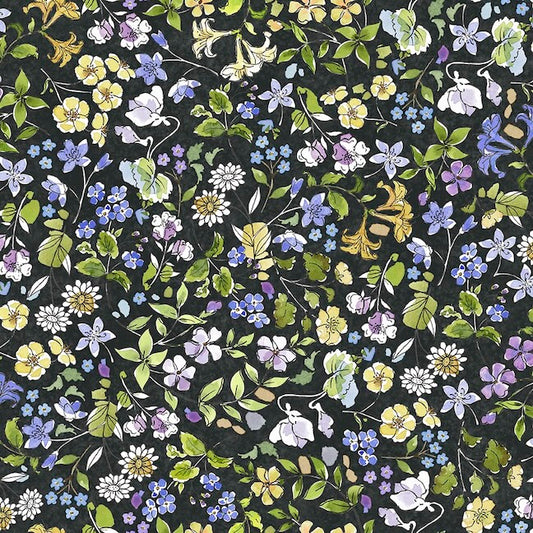 DRAWN TO BIRDS Floral black