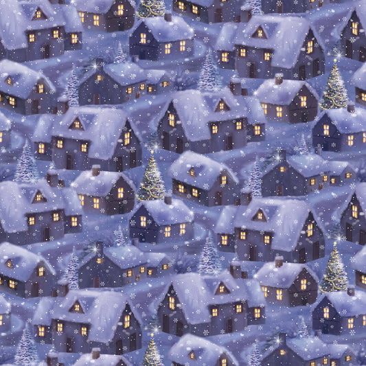'TWAS THE NIGHT BEFORE CHRISTMAS Houses blue multi