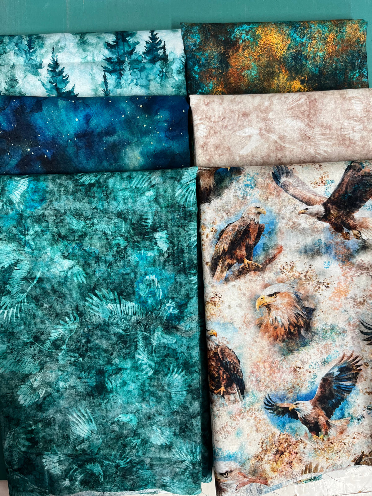 SKYWARD teal 6 Fat Quarters
