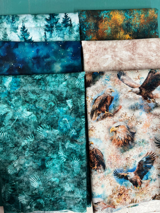 SKYWARD teal 6 Fat Quarters