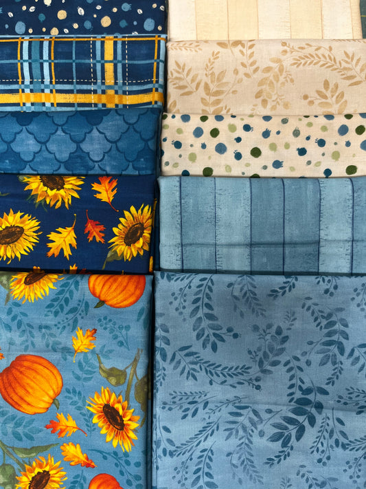 HARVEST DELIGHT Blue 10 Fat Quarters