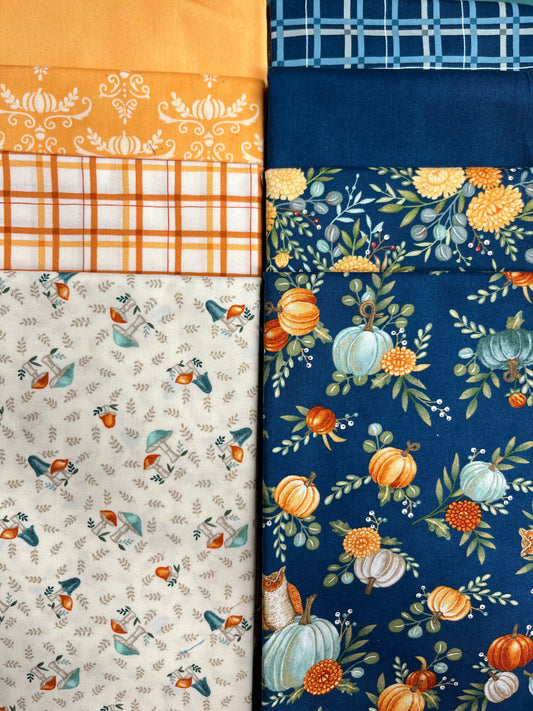 I LOVE FALL MOST OF ALL orange/blue 8 Fat Quarters