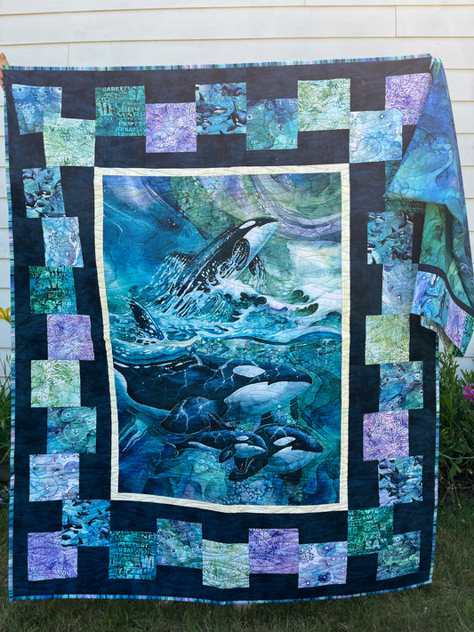 QUILT Quilters Palette Whale Song with Pillowcase
