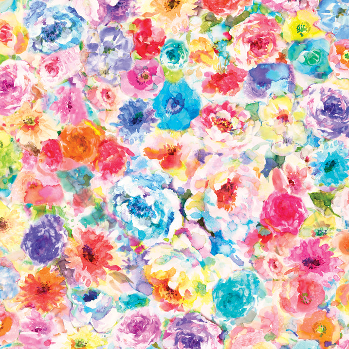GRADIENTS EUPHORIA Impressionist Floral rainbow - 33" REMNANT