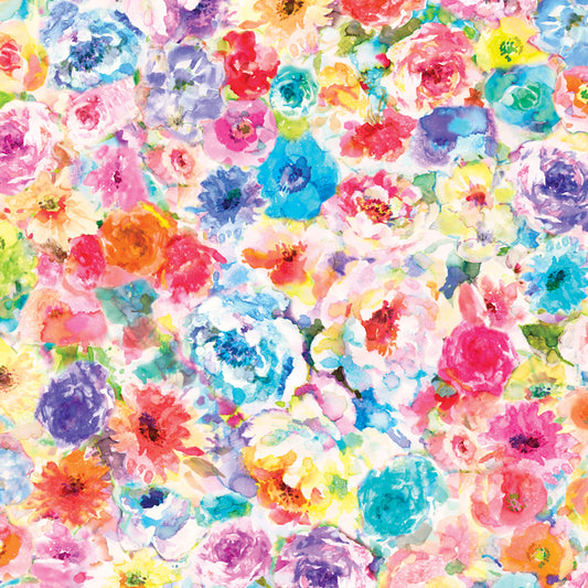 GRADIENTS EUPHORIA Impressionist Floral rainbow - 33" REMNANT