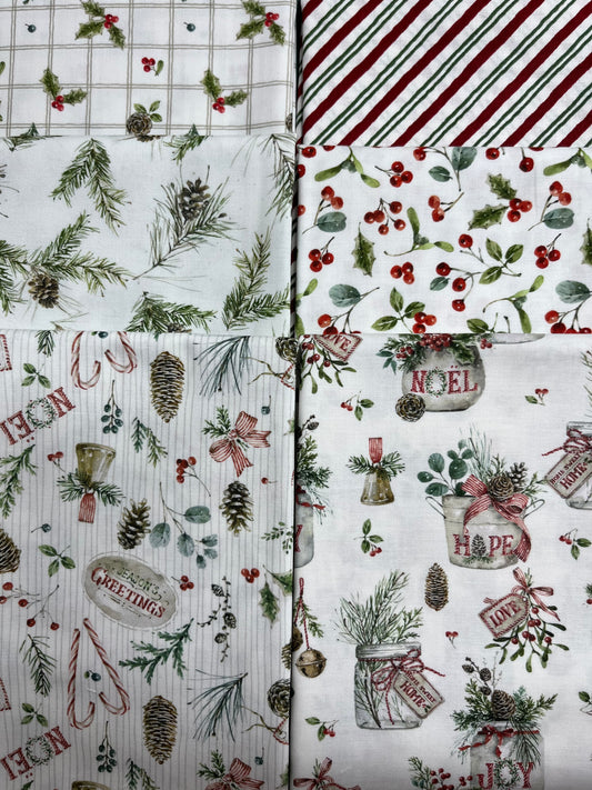 HOLIDAY SPIRIT White 6 Fat Quarters