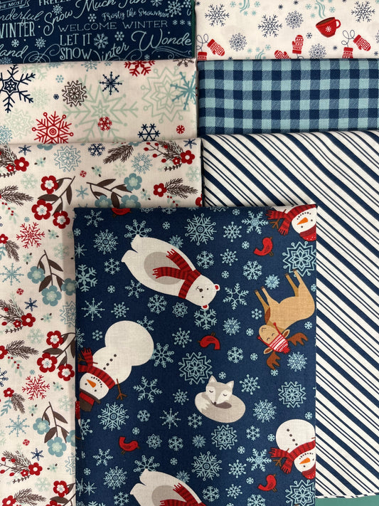 A PERFECT WINTER Navy 7 Fat Quarters