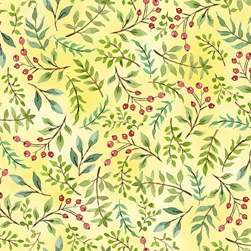 Drawn To Birds Berry Sprigs pale yellow