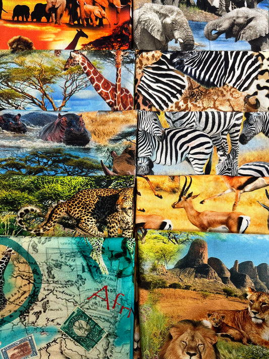 SERENGETI PLAINS Animals 10 Fat Quarters