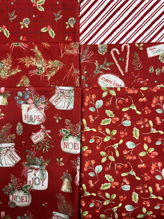 HOLIDAY SPIRIT Red 6 Fat Quarters