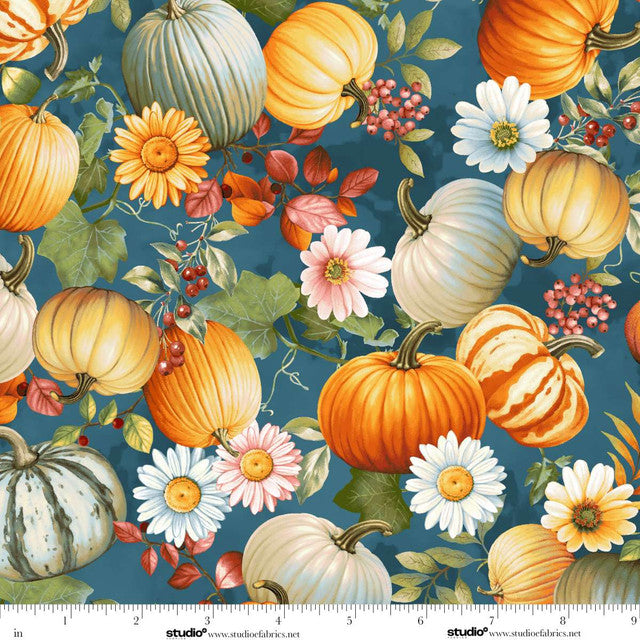 BASKETS OF AUTUMN BLESSINGS Tossed Pumpkins jade