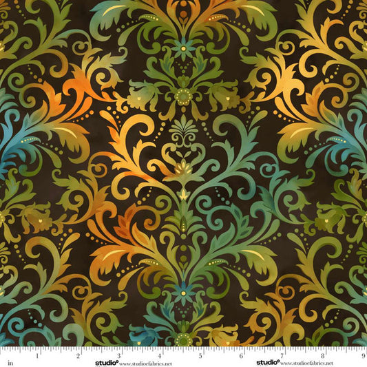 BASKETS OF AUTUMN BLESSINGS Scroll brown multi