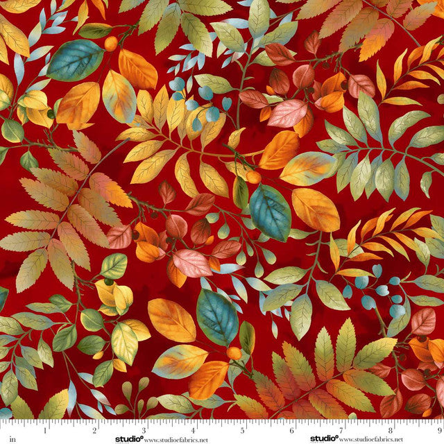 BASKETS OF AUTUMN BLESSINGS Foliage brick red