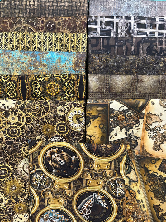 STEAMPUNK MENAGERIE 13 Fat Quarters