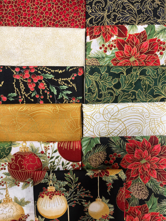 CHRISTMAS WISH Gold 11 Fat Quarters