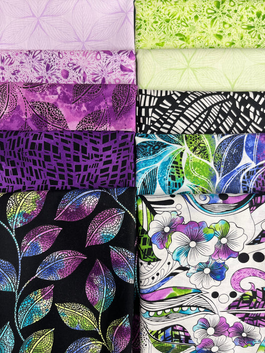 GO WITH THE FLOW purple 10 Fat Quarters