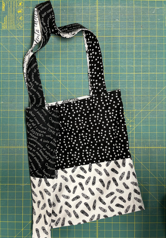 TABITHA JANE Black/White Tote Bag 16"x18"