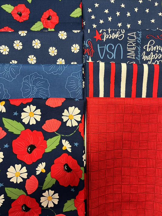 OH SAY CAN YOU SEW Navy 8 Fat quarters