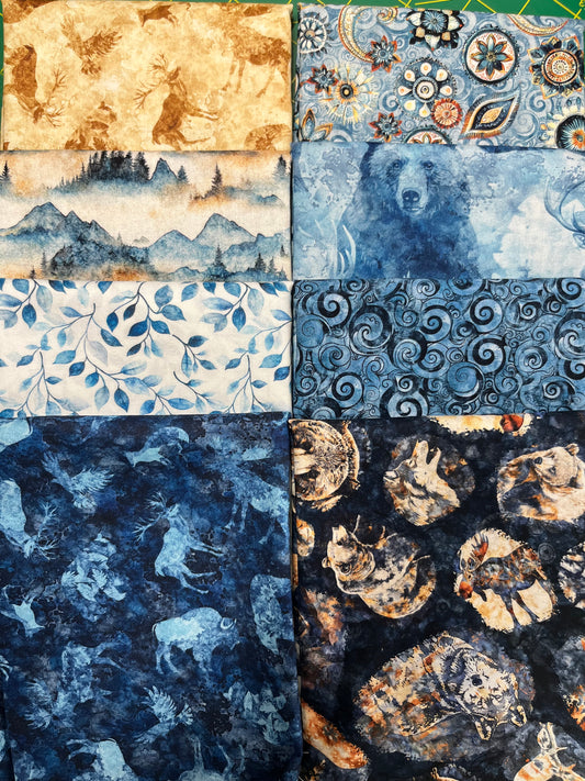 MOUNTAIN SPLENDOR Blue 8 Fat Quarters