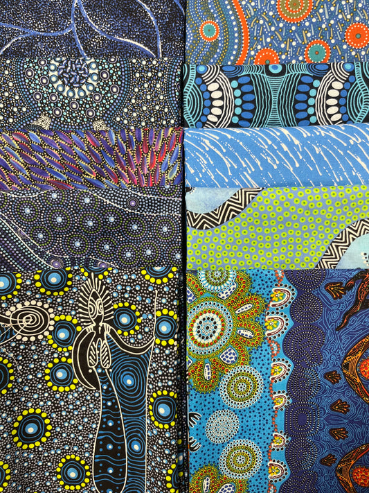 AUSTRALIAN Blue 10 Fat Quarters