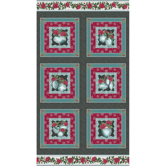 A FESTIVE SEASON charcoal/teal 24"x42" Panel