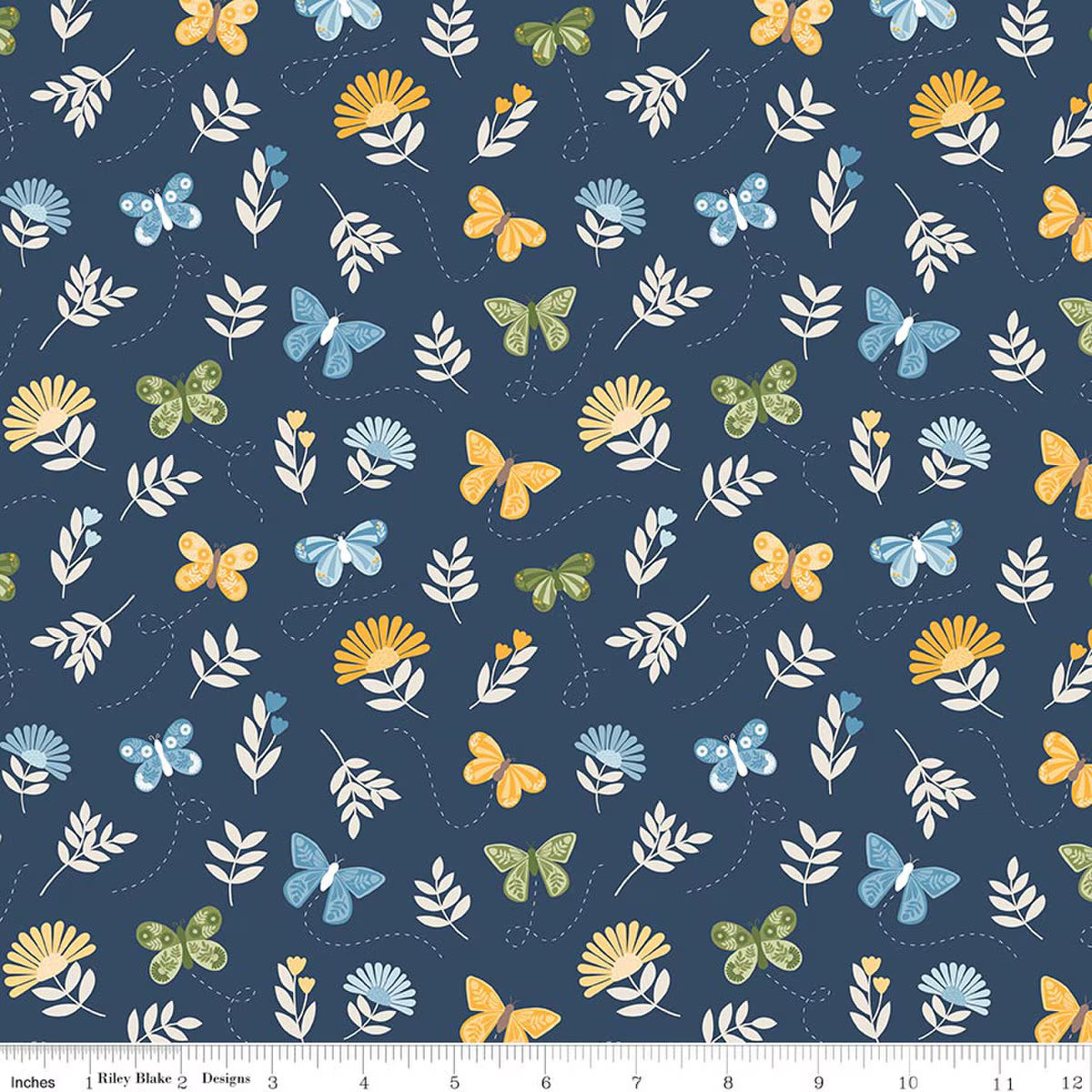 SUNSHINE & DANDELIONS Butterflies navy