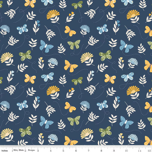 SUNSHINE & DANDELIONS Butterflies navy
