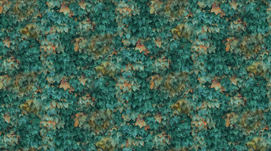 AUTUMN BREEZE Layered Leaves teal - 1/3 yd REMNANT