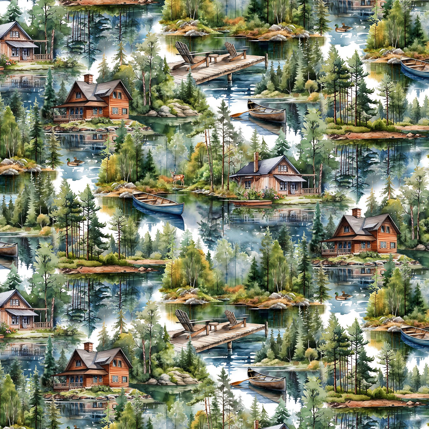 LAKESIDE RETREAT Scenic brown multi