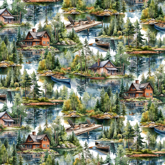 LAKESIDE RETREAT Scenic brown multi