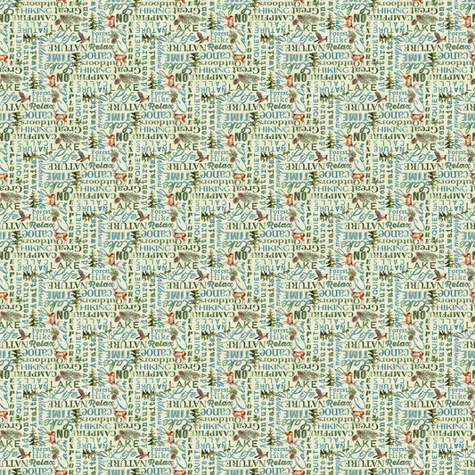LAKESIDE RETREAT Words lt green multi