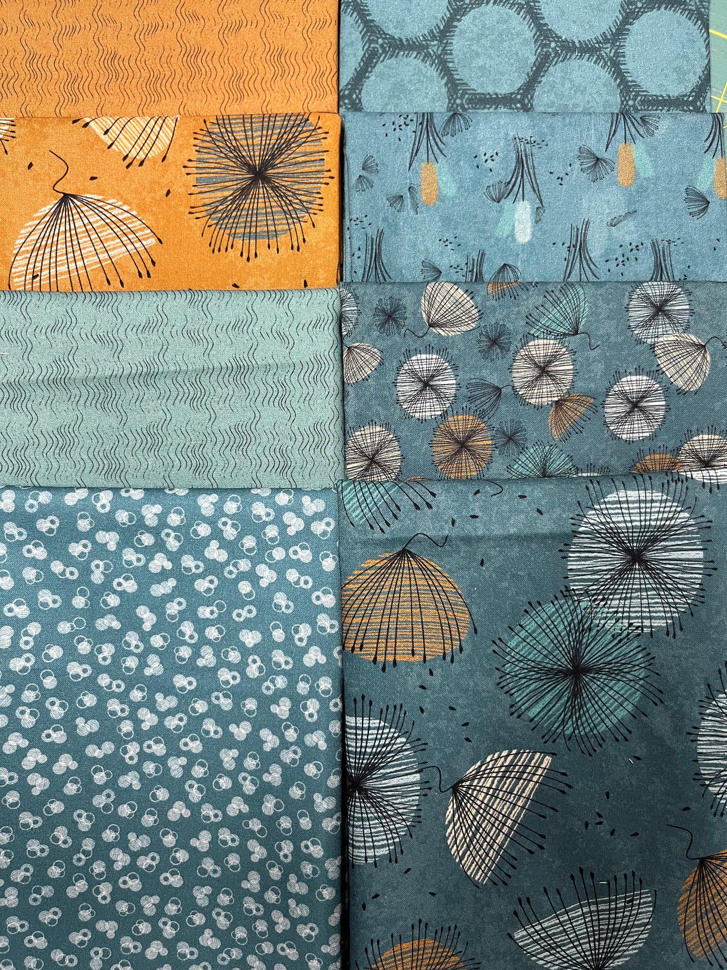 WISPS ON THE WIND Dark Teal 8 Fat Quarters