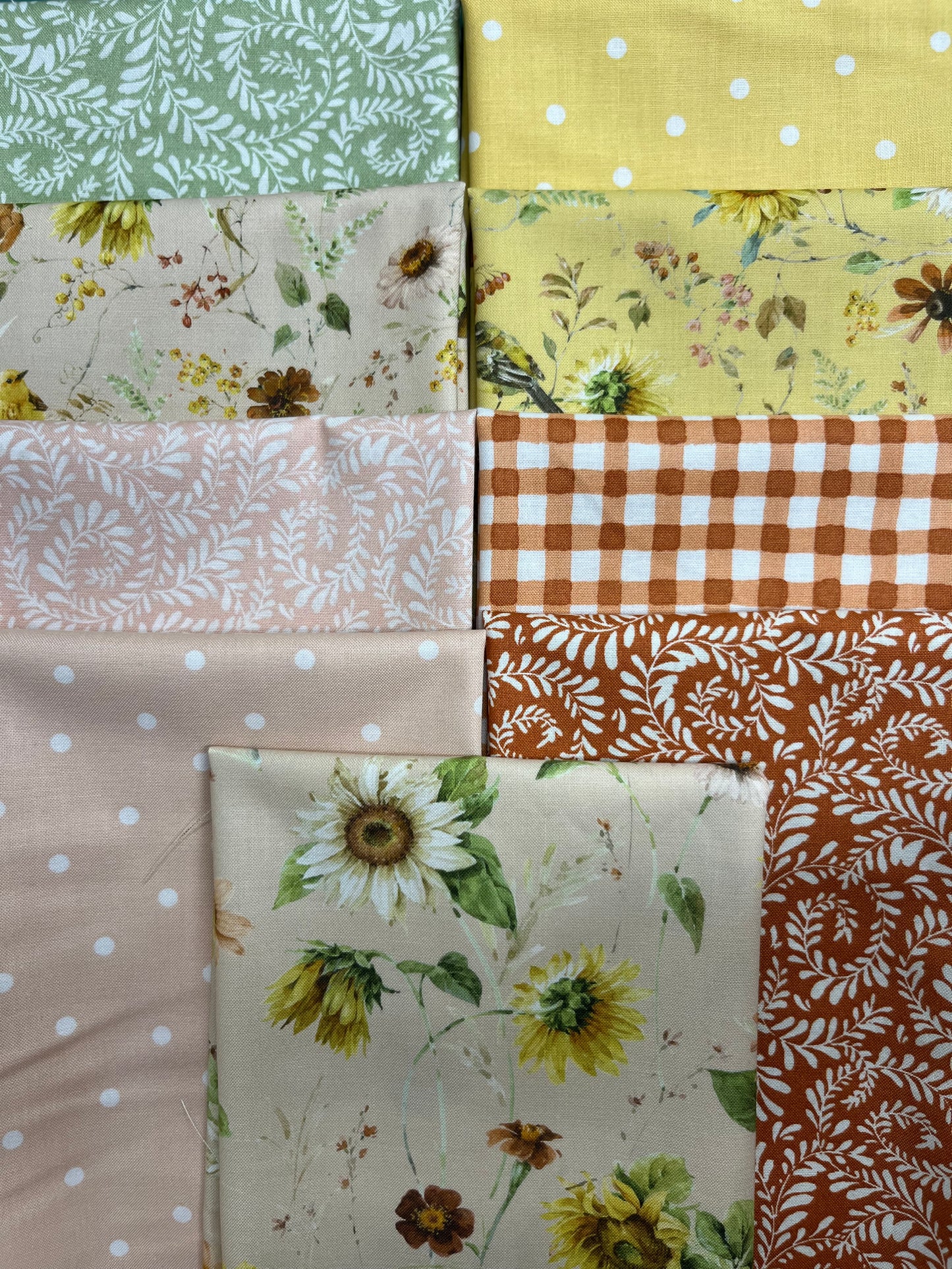 SUNFLOWER WHISPERS 9 Fat Quarters