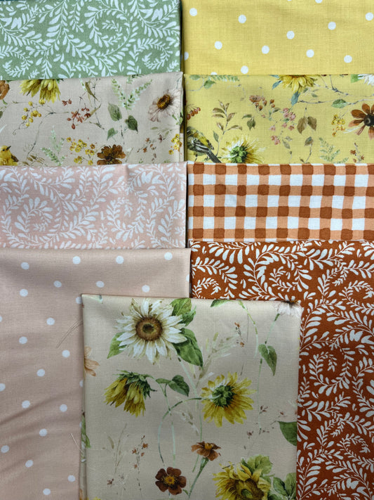 SUNFLOWER WHISPERS 9 Fat Quarters